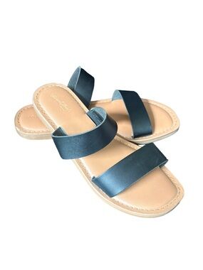 Universal Thread Freya Sandals Black Double Strap Slide Womens 8 EUC